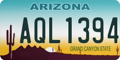 AZ license plate AQL1394