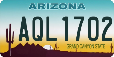 AZ license plate AQL1702