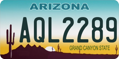 AZ license plate AQL2289