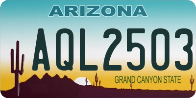 AZ license plate AQL2503