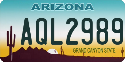 AZ license plate AQL2989