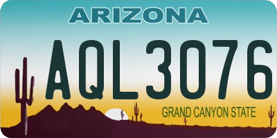 AZ license plate AQL3076