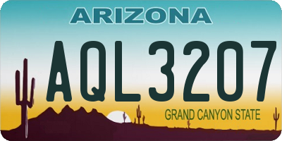 AZ license plate AQL3207