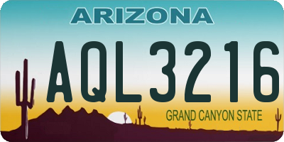 AZ license plate AQL3216