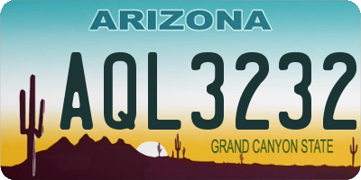 AZ license plate AQL3232