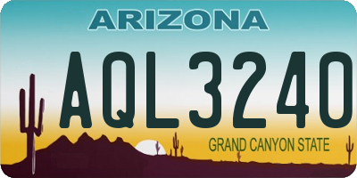 AZ license plate AQL3240