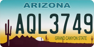AZ license plate AQL3749