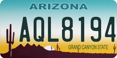 AZ license plate AQL8194