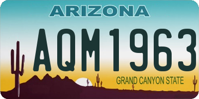 AZ license plate AQM1963