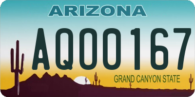 AZ license plate AQO0167