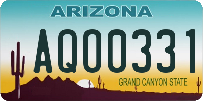 AZ license plate AQO0331