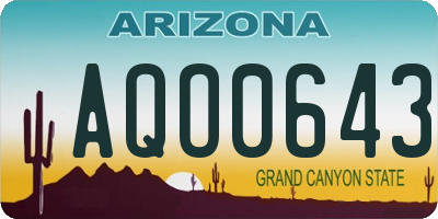AZ license plate AQO0643