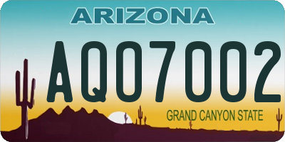 AZ license plate AQO7002