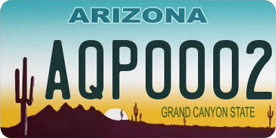 AZ license plate AQP0002