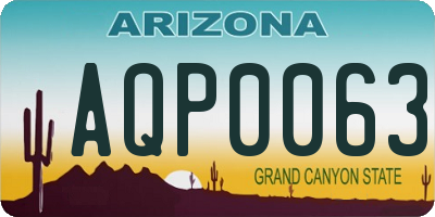 AZ license plate AQP0063