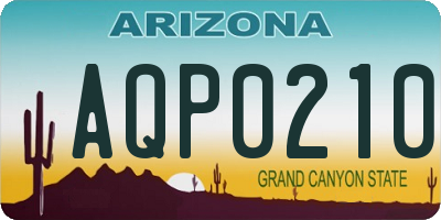 AZ license plate AQP0210