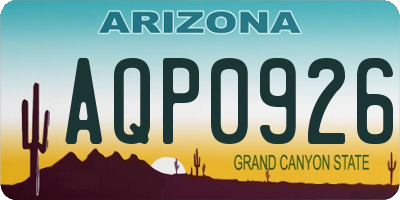 AZ license plate AQP0926