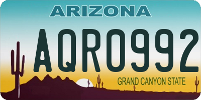 AZ license plate AQR0992