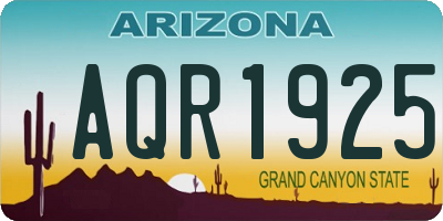 AZ license plate AQR1925