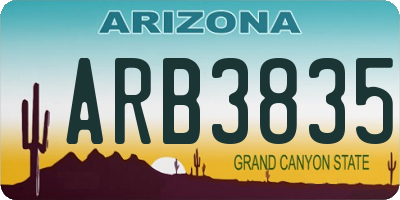 AZ license plate ARB3835