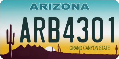 AZ license plate ARB4301