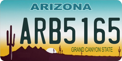 AZ license plate ARB5165