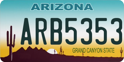 AZ license plate ARB5353