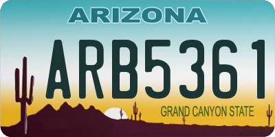 AZ license plate ARB5361