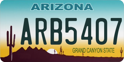 AZ license plate ARB5407