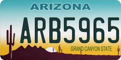 AZ license plate ARB5965