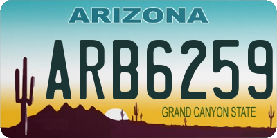 AZ license plate ARB6259