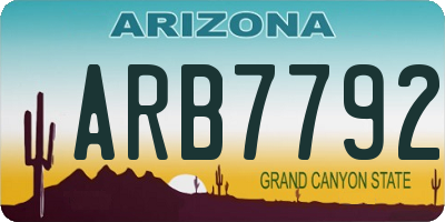 AZ license plate ARB7792