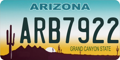 AZ license plate ARB7922
