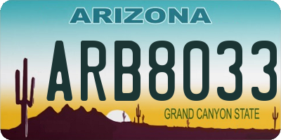AZ license plate ARB8033