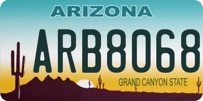 AZ license plate ARB8068