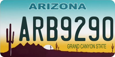 AZ license plate ARB9290