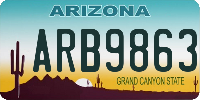 AZ license plate ARB9863