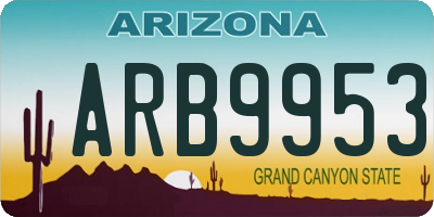 AZ license plate ARB9953