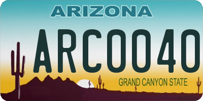 AZ license plate ARC0040