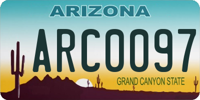 AZ license plate ARC0097