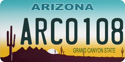 AZ license plate ARC0108