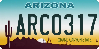 AZ license plate ARC0317