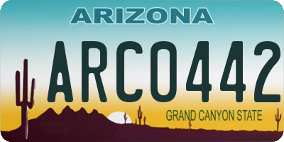 AZ license plate ARC0442