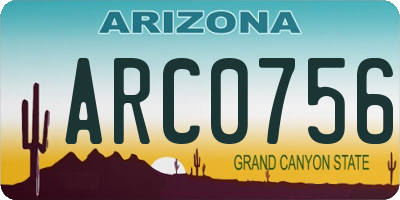 AZ license plate ARC0756