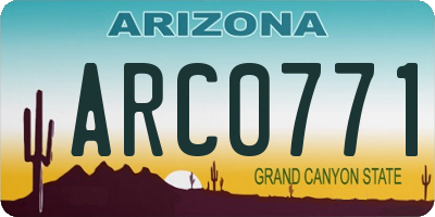 AZ license plate ARC0771
