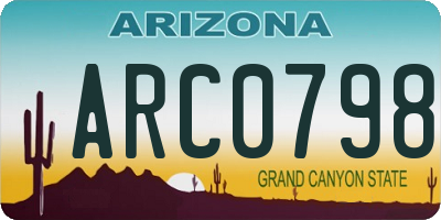 AZ license plate ARC0798