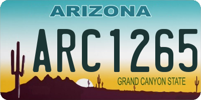 AZ license plate ARC1265