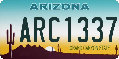 AZ license plate ARC1337