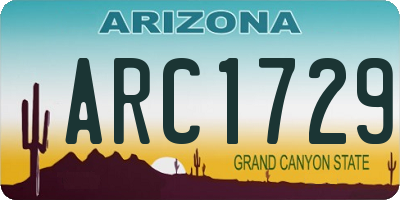 AZ license plate ARC1729