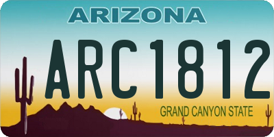 AZ license plate ARC1812
